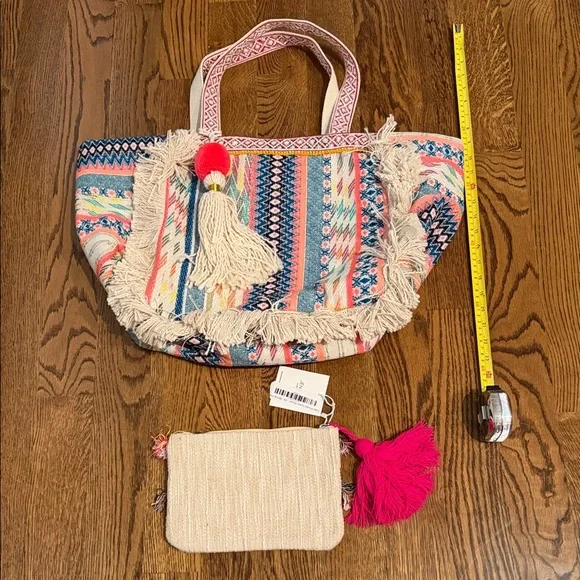 Colorful Fringe Tote Bag/ zipper pouch bundle - Picture 9 of 13